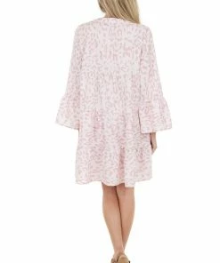 Shiying Fashion Blush Leopard Print Tiered Short Swing Dress Dresses 24 Shiying Fashion Blush Leopard Print Tiered Short Swing Dress Dresses