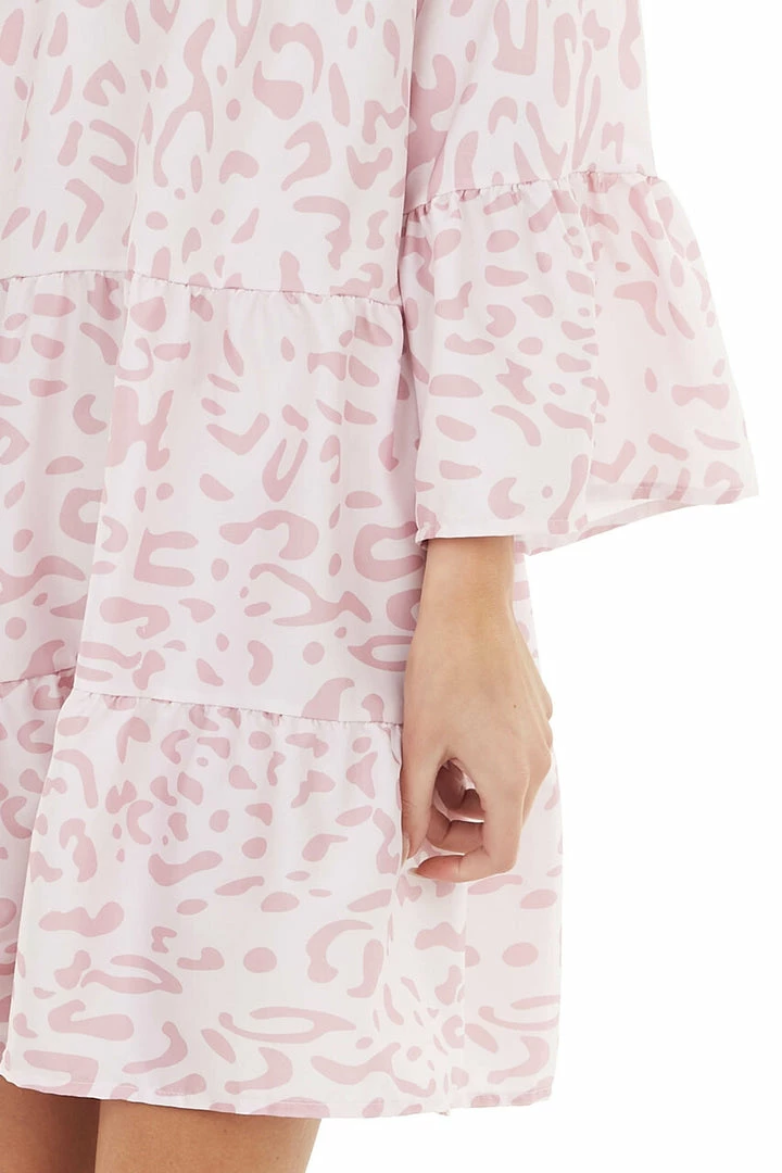 Shiying Fashion Blush Leopard Print Tiered Short Swing Dress Dresses 10 Shiying Fashion Blush Leopard Print Tiered Short Swing Dress Dresses