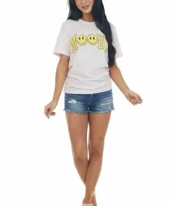 Blume+Co Blush 'Moody' Smiley Face Graphic Knit Tee