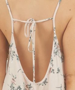 Rousseau Dresses Blush Pink Floral Print Sleeveless Mini Dress With Ruffles