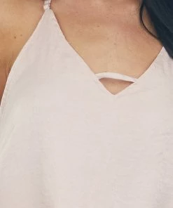 Caramela Tops Blush Racerback Satin Woven Camisole With Neckline Strap