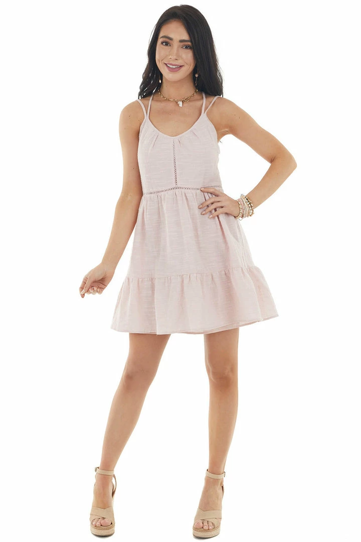 Lush Clothing Dresses Blush Sleeveless Woven Tiered Mini Dress With Lace Details 6 Lush Clothing Dresses Blush Sleeveless Woven Tiered Mini Dress With Lace Details