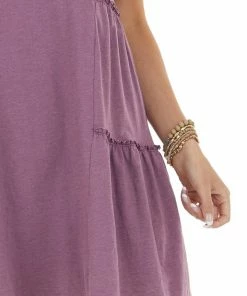 Lush Clothing Dresses Boysenberry Sleeveless Tiered Short Dress