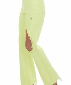Vibrant Bright Honeysuckle Distressed Relaxed Jeans