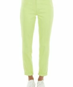 Judy Blue Bright Key Lime High Waist Slim Fit Jeans Bottoms