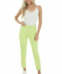 Judy Blue Bright Key Lime High Waist Slim Fit Jeans Bottoms