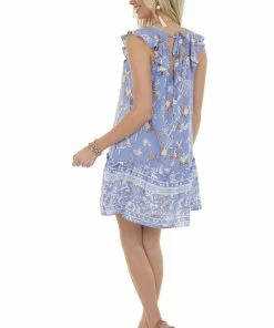 Jodifl Dresses Bright Lavender Floral Cap Sleeve Short Dress
