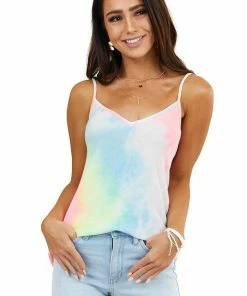 BiBi Bright Multicolor Tie Dye Print Super Soft Sleeveless Top