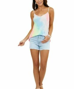 BiBi Bright Multicolor Tie Dye Print Super Soft Sleeveless Top