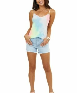 BiBi Bright Multicolor Tie Dye Print Super Soft Sleeveless Top
