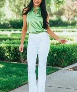 FSL APPAREL Bright Pistachio Silky Satin Sleeveless Halter Top