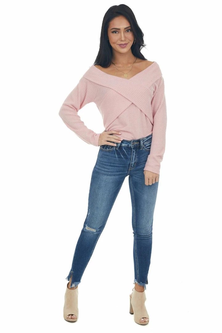 BiBi Bubblegum Criss Cross Brushed Waffle Knit Top 6 BiBi Bubblegum Criss Cross Brushed Waffle Knit Top