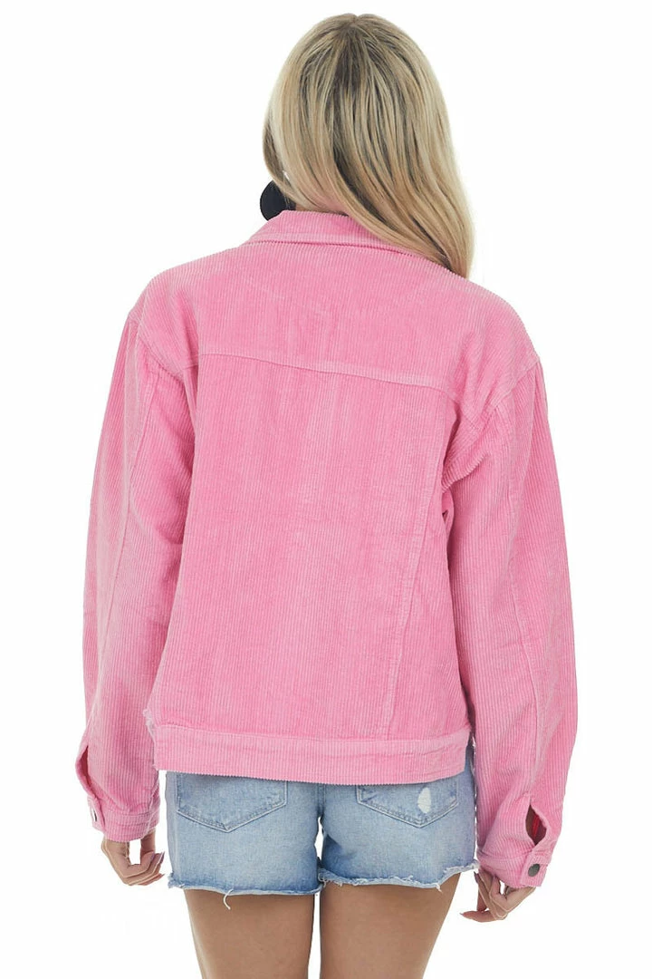 POL Clothing Bubblegum Distressed Button Up Corduroy Jacket Outerwear 8 POL Clothing Bubblegum Distressed Button Up Corduroy Jacket Outerwear