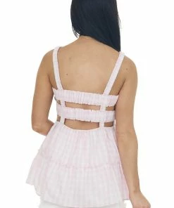 Hailey & Co Bubblegum Pink Gingham Smocked Tiered Top