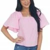 Entro Tops Bubblegum Pink Short Flare Sleeve Top