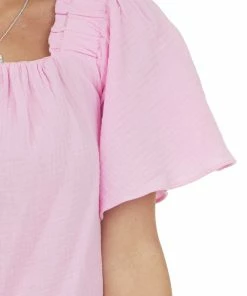 Entro Tops Bubblegum Pink Short Flare Sleeve Top