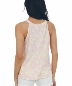 Staccato Bubblegum Floral Print Halter Neck Tank Top