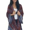 Umgee Burgundy Abstract Print Open Front Kimono Tops