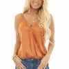 Wishlist Tops Burnt Orange Surplice Camisole Top With Lace Trim 1 Wishlist Tops Burnt Orange Surplice Camisole Top With Lace Trim