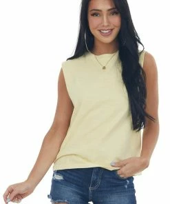 HYFVE Buttercream Crew Neck Knit Muscle Tee