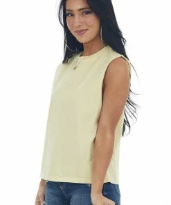 HYFVE Buttercream Crew Neck Knit Muscle Tee