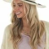 Orchid Love Buttercream Leather Tied Wide Brim Gambler Hat Accessories