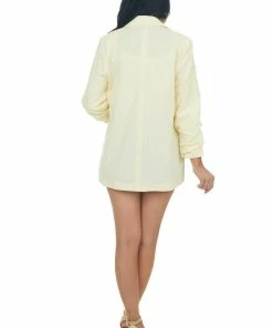 Entro Buttercream Open Front 3/4 Sleeve Woven Blazer