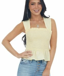 LE LIS Buttercream Sleeveless Strappy Open Back Top