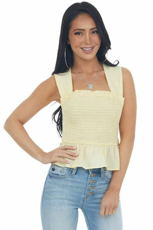 LE LIS Buttercream Sleeveless Strappy Open Back Top