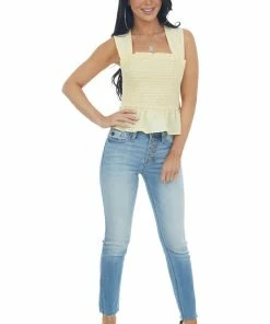 LE LIS Buttercream Sleeveless Strappy Open Back Top