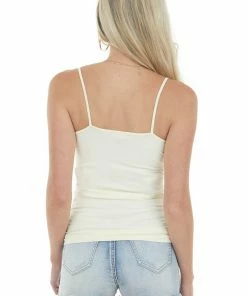 DYNAMIC Buttercream Spaghetti Strap Seamless Knit Cami Tops