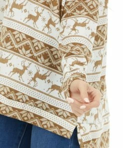Lovely J Camel And Ivory Holiday Print Oversized Long Sleeve Top 27 Lovely J Camel And Ivory Holiday Print Oversized Long Sleeve Top