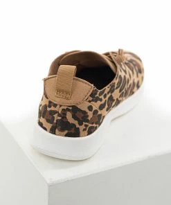 Not Rated Camel Faux Suede Leopard Print Sneakers With Tied Off Laces Casual Summer Vibes