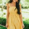 Umgee Dresses Canary Yellow Shoulder Tie Strap Ruffle Tiered Dress