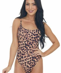 Beach Joy Bikini Caramel Leopard Print One Piece Swimsuit 12 Beach Joy Bikini Caramel Leopard Print One Piece Swimsuit