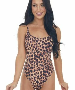 Beach Joy Bikini Caramel Leopard Print One Piece Swimsuit 11 Beach Joy Bikini Caramel Leopard Print One Piece Swimsuit