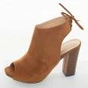 Intouch Footwear Shoes Caramel Suede Peep Toe Sling Back Tie Bootie 2 Intouch Footwear Shoes Caramel Suede Peep Toe Sling Back Tie Bootie