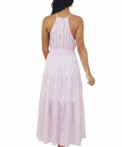 Aakaa Carnation Floral Print Halter Neck Maxi Dress