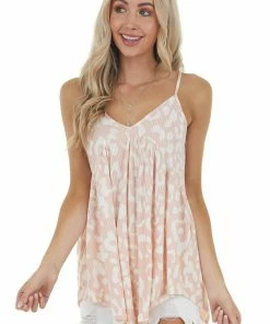 Lovely Melody Carnation Leopard Print Baby Doll Ribbed Knit Tank Top