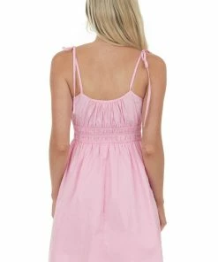 Peach Love Carnation Sleeveless Elastic Waist Mini Dress