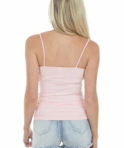 DYNAMIC Tops Carnation Spaghetti Strap Seamless Knit Cami