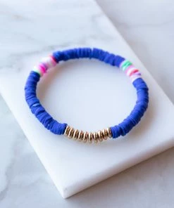 ACCITY Accessories Catalina Disc Bead With Gold Bead Accent Elastic Bracelet