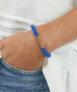 ACCITY Accessories Catalina Disc Bead With Gold Bead Accent Elastic Bracelet