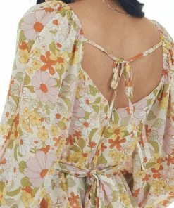 HYFVE Dresses Champagne Floral Print Ruffle Overlay Romper