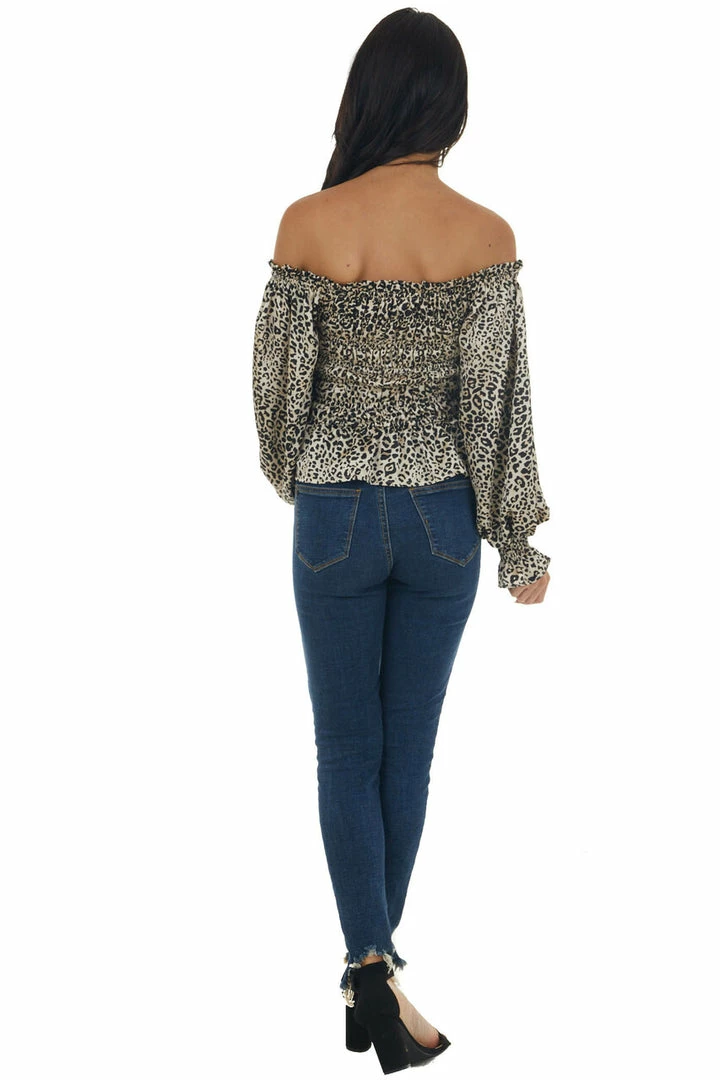 Entro Champagne Leopard Print Long Sleeve Woven Top Tops 9 Entro Champagne Leopard Print Long Sleeve Woven Top Tops