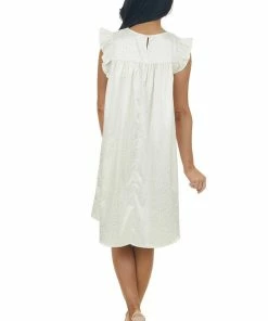 Umgee Dresses Champagne Metallic Cheetah Smocked Yoke Dress