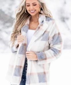 Lime Lush Champagne Plaid Button Up Faux Fur Jacket 15 Lime Lush Champagne Plaid Button Up Faux Fur Jacket