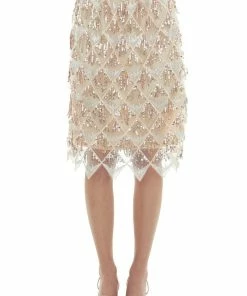 143 Story Champagne Sequin Diamond Stitching Short Skirt