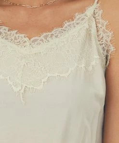 143 Story Champagne Sleeveless Eyelash Lace Woven Bodysuit Tops