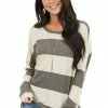 7th Ray Charcoal And Cream Striped Drop Shoulder Long Sleeve Top 1 7th Ray Charcoal And Cream Striped Drop Shoulder Long Sleeve Top